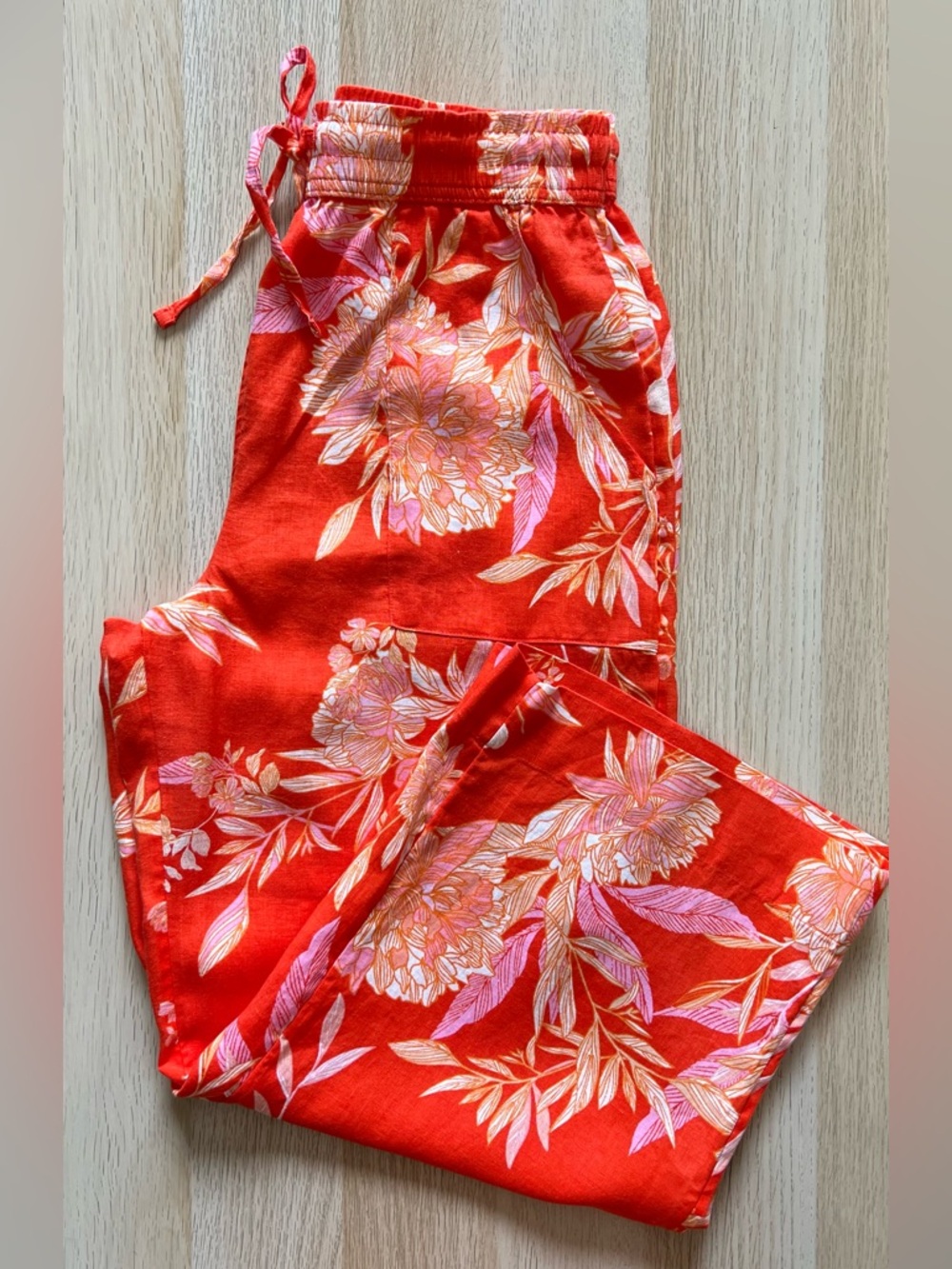 Cynthia Rowley Linen Matching Set Floral Top Wide Leg Pants Size M Resort - Picture 12 of 13